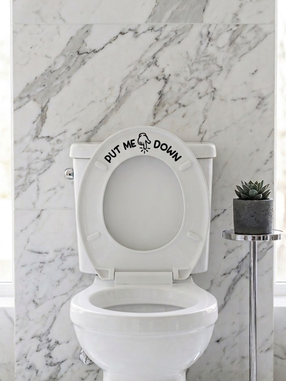 White Toilet Seat with 'Put Me Down' Graphic - Home Bath